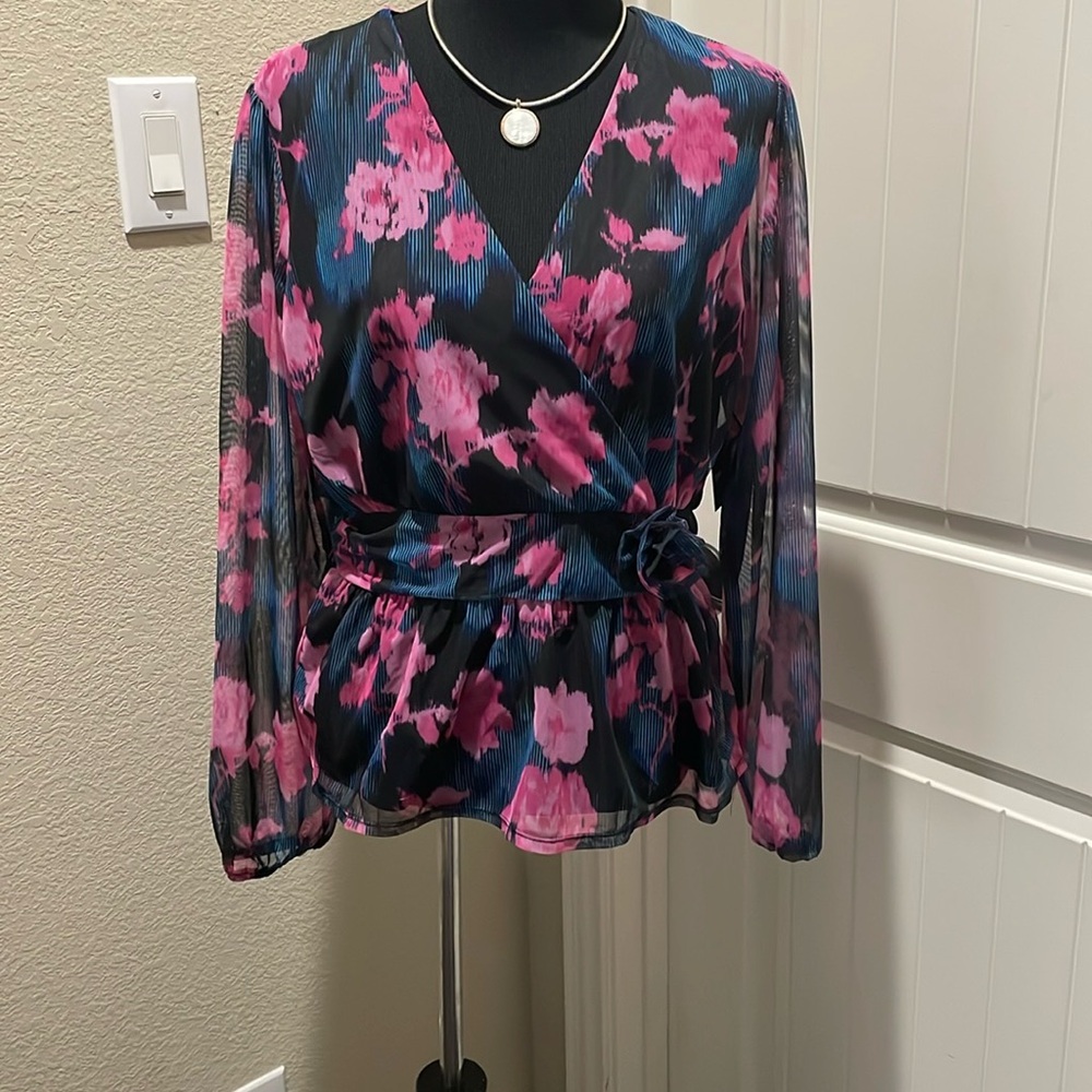 Floral Top - Pink and Blue